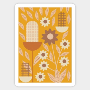 Autumn flowers and leaves in yellow Sticker